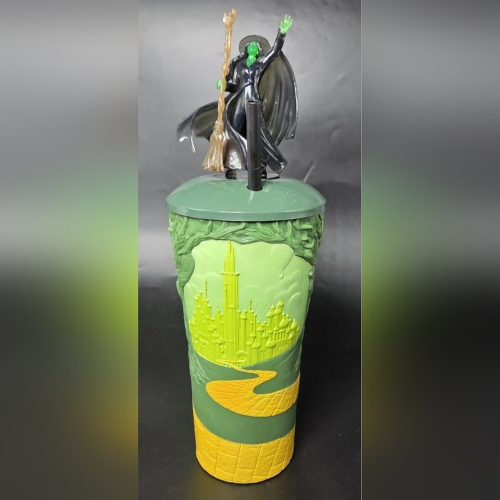 Wicked Elphaba Tumbler with Lid & Straw - Removable Topper, NEW